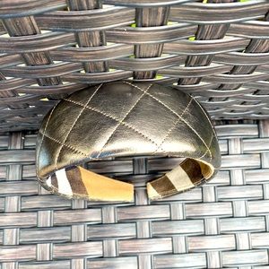 Burberry Bronze Quilted Leather Wide Nova Check lined Headband🔥NEW🔥Adult Size!